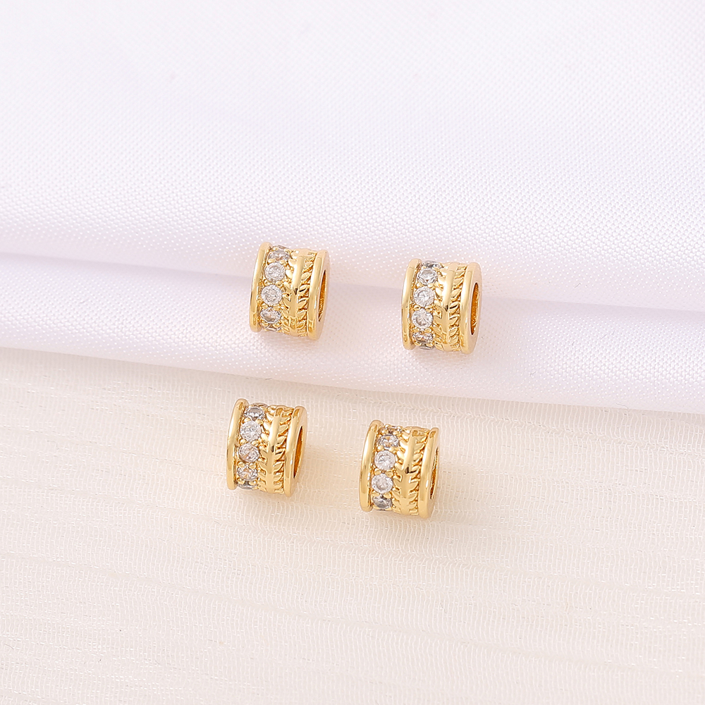 1 Piece 6.5*5mm 3.5MM Copper Zircon 18K Gold Plated Round Polished Beads display picture 4