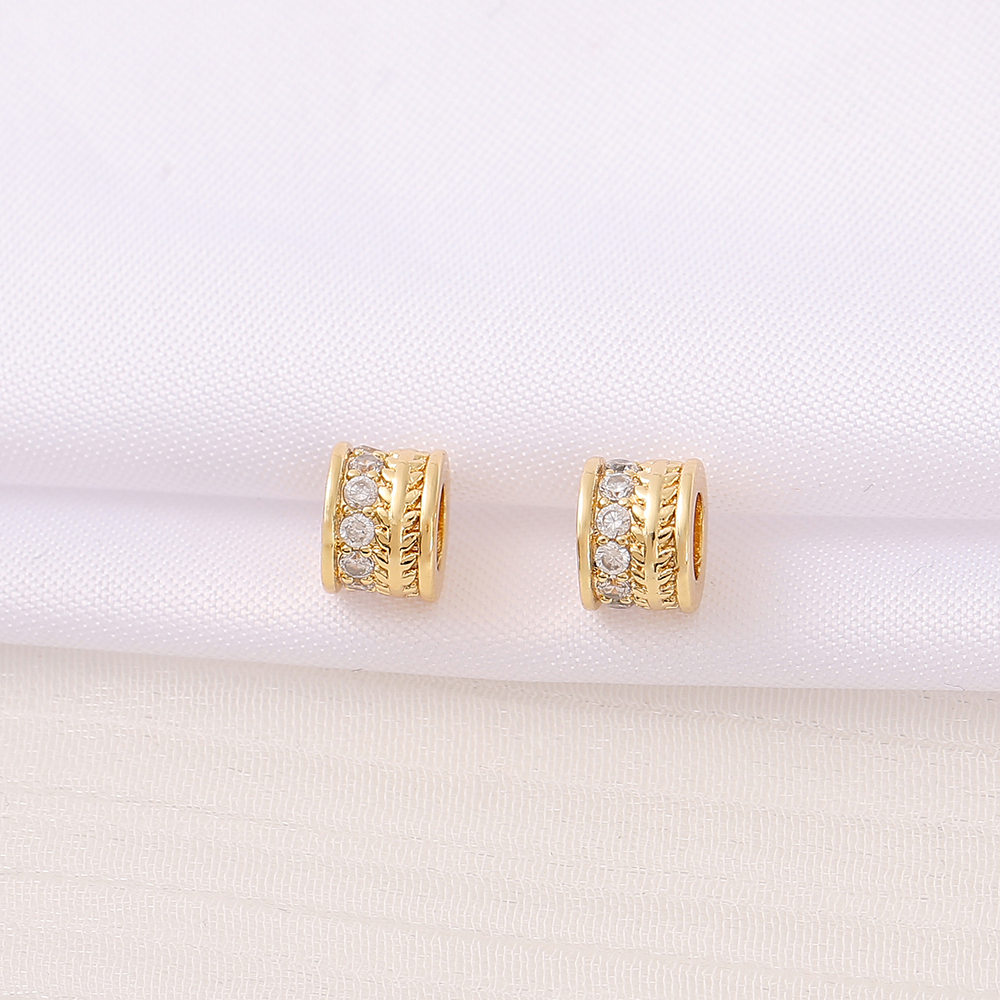 1 Piece 6.5*5mm 3.5MM Copper Zircon 18K Gold Plated Round Polished Beads display picture 5