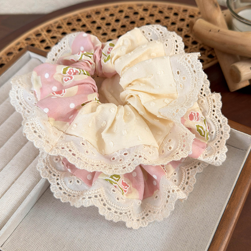 Women's Elegant Romantic Pastoral Flower Cloth Lace Hair Tie display picture 1