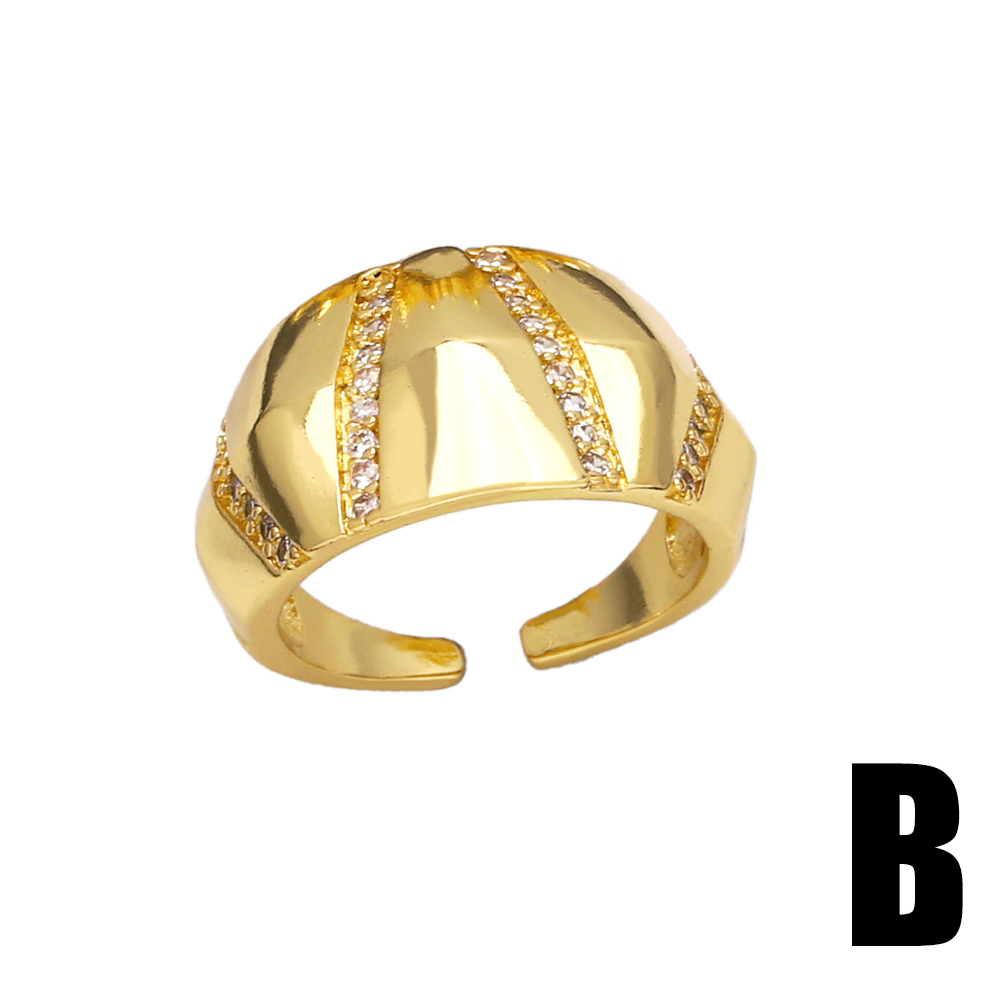 Wholesale Casual Streetwear Geometric Copper Plating Inlay 18K Gold Plated Zircon Rings display picture 2