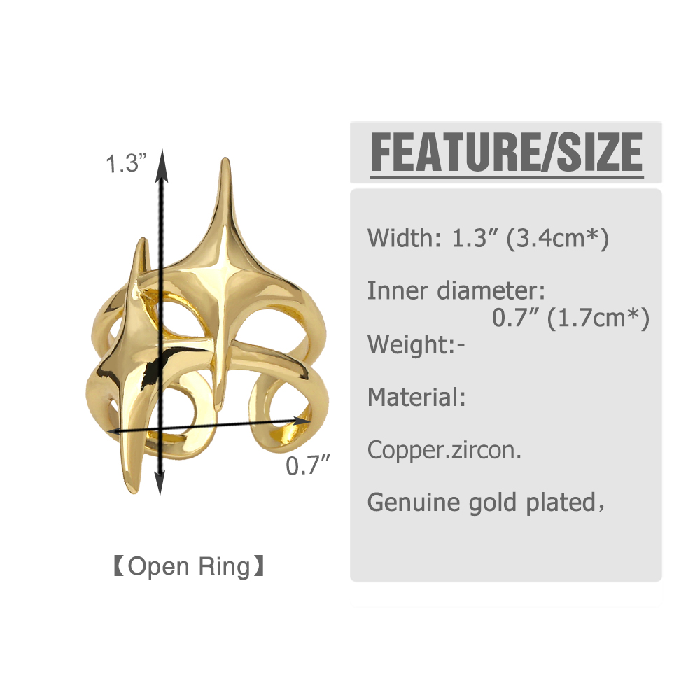 Wholesale Casual Streetwear Geometric Copper Plating Inlay 18K Gold Plated Zircon Rings display picture 1