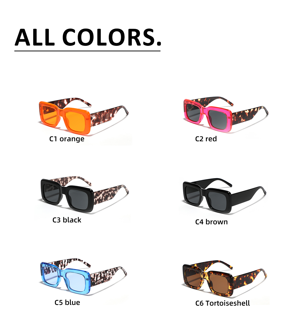 Streetwear Solid Color Leopard Ac Square Full Frame Men's Sunglasses display picture 2
