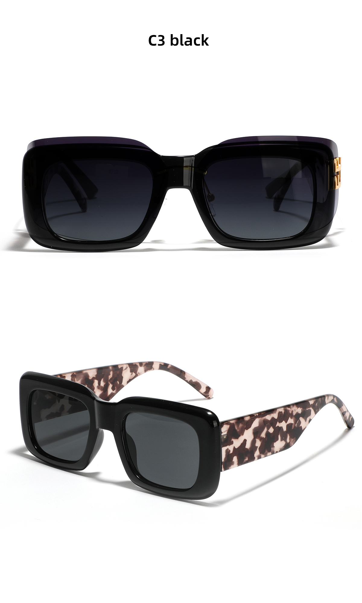 Streetwear Solid Color Leopard Ac Square Full Frame Men's Sunglasses display picture 6