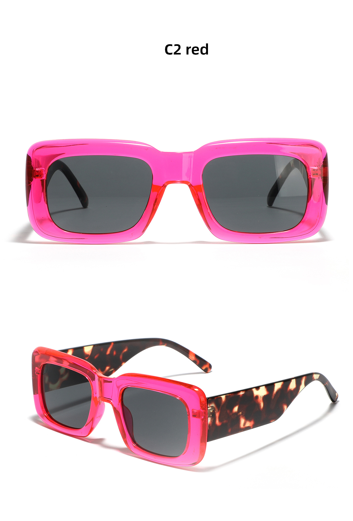 Streetwear Solid Color Leopard Ac Square Full Frame Men's Sunglasses display picture 5