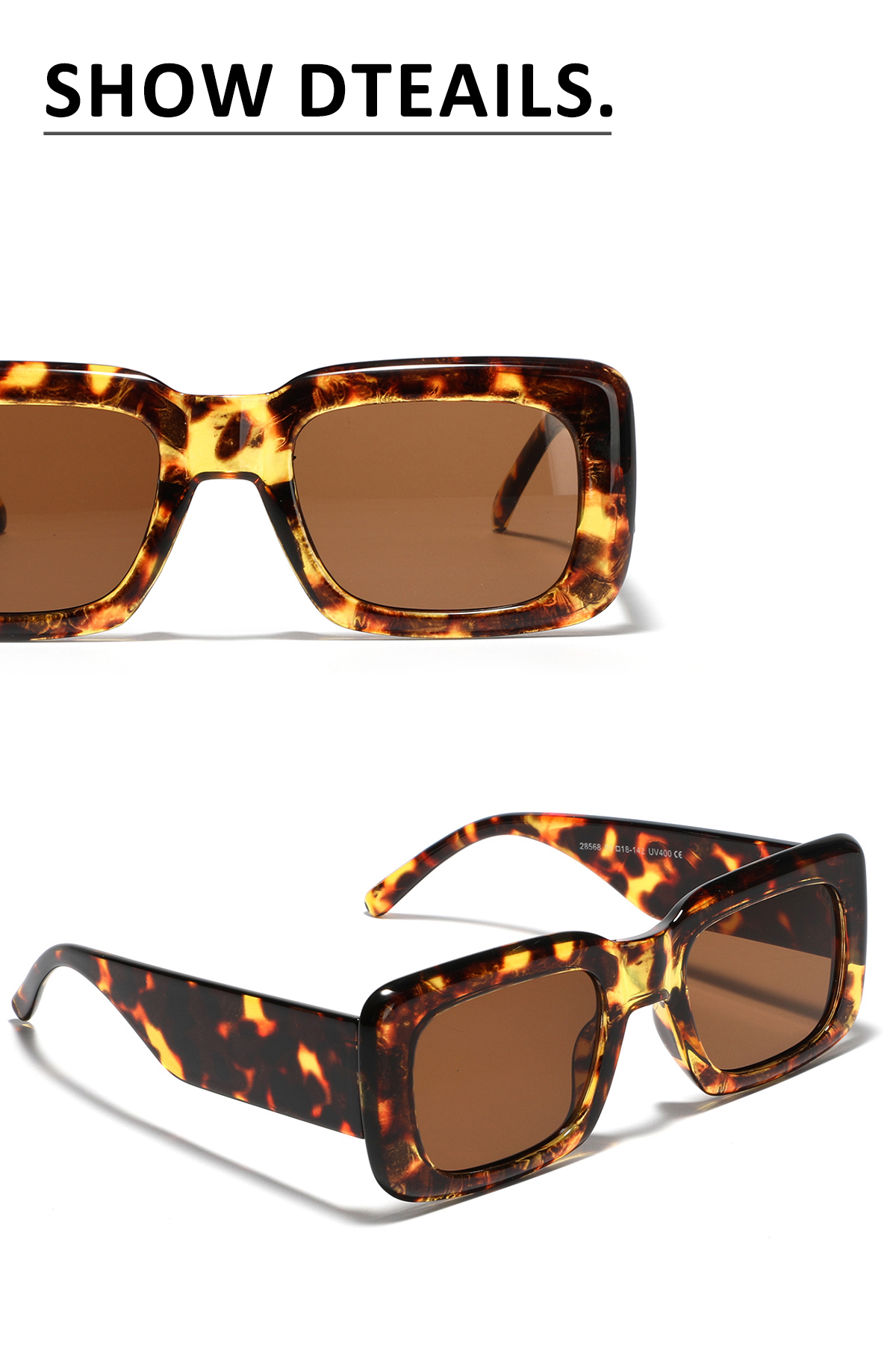 Streetwear Solid Color Leopard Ac Square Full Frame Men's Sunglasses display picture 7