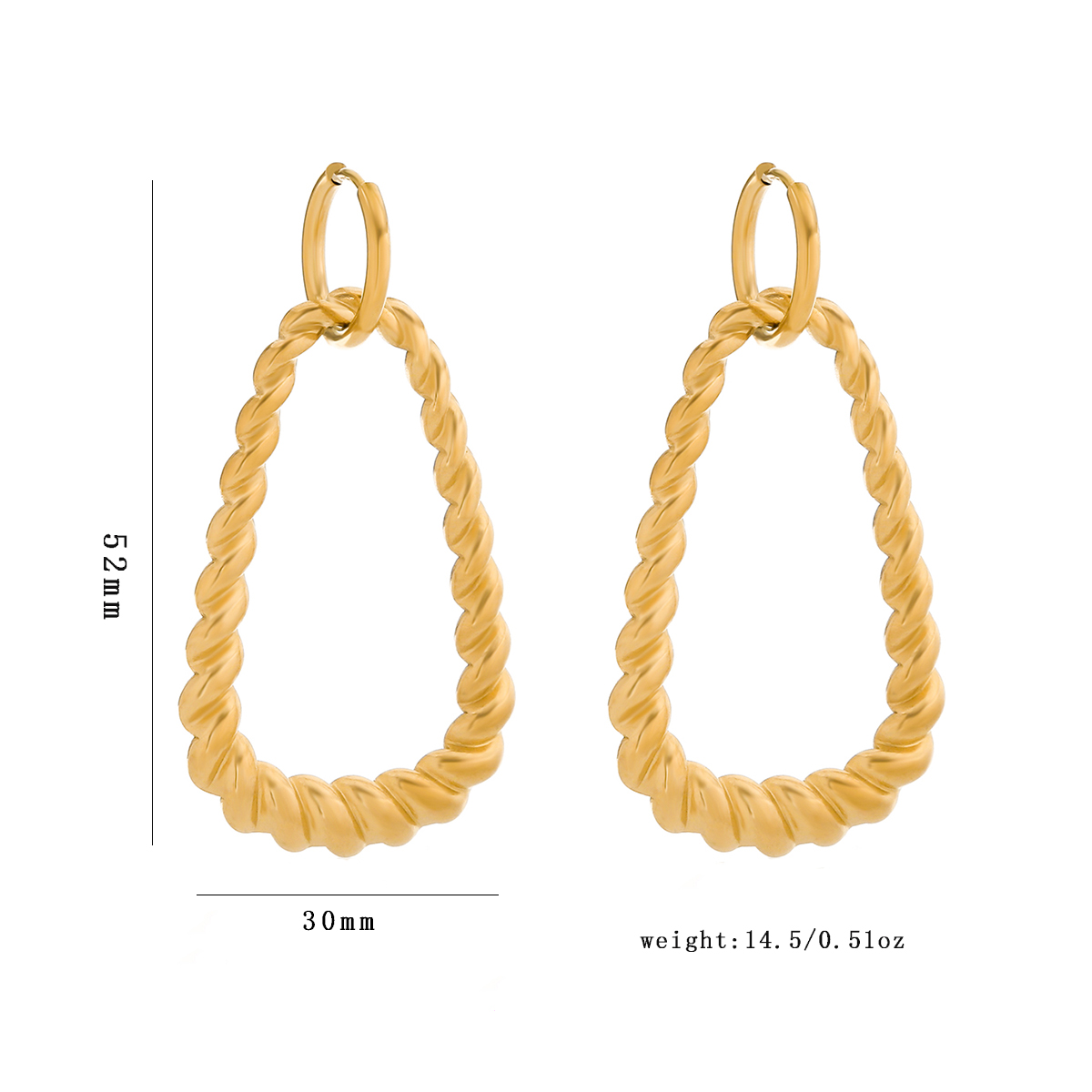 1 Paire Dame Style Moderne Ovale Tourner Placage Acier Inoxydable 304 Plaqué Or 18K Boucles D'oreilles display picture 1