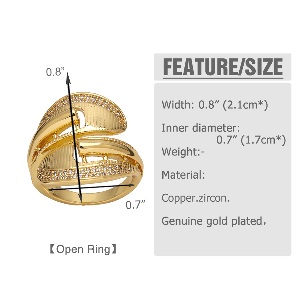 Wholesale Modern Style Simple Style Geometric Copper Plating Inlay 18K Gold Plated Zircon Rings display picture 1