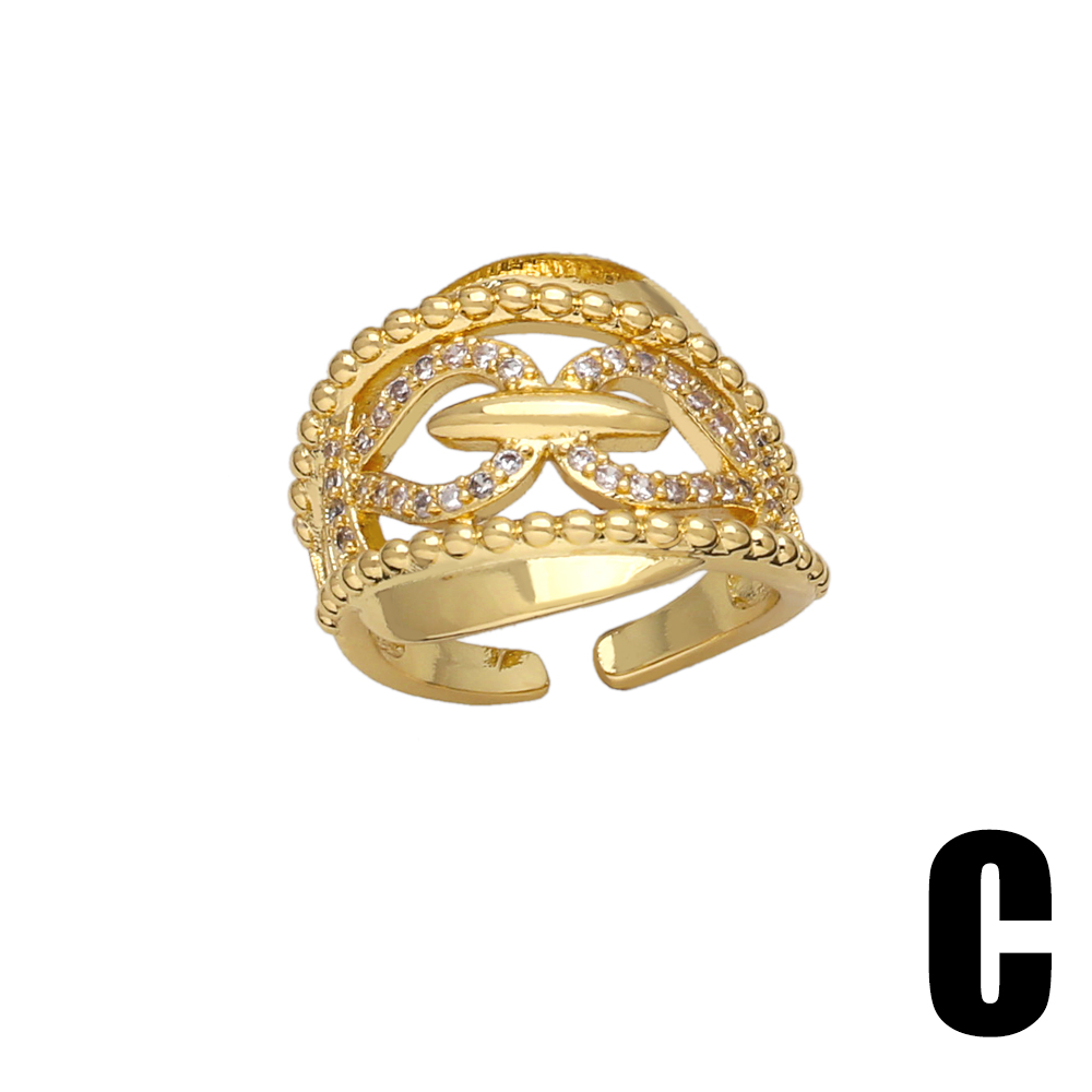 Wholesale Modern Style Simple Style Geometric Copper Plating Inlay 18K Gold Plated Zircon Rings display picture 6