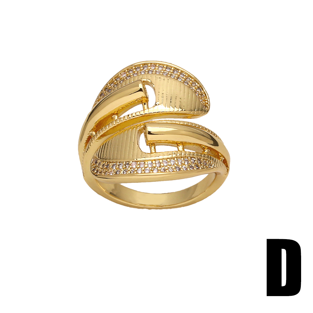 Wholesale Modern Style Simple Style Geometric Copper Plating Inlay 18K Gold Plated Zircon Rings display picture 7