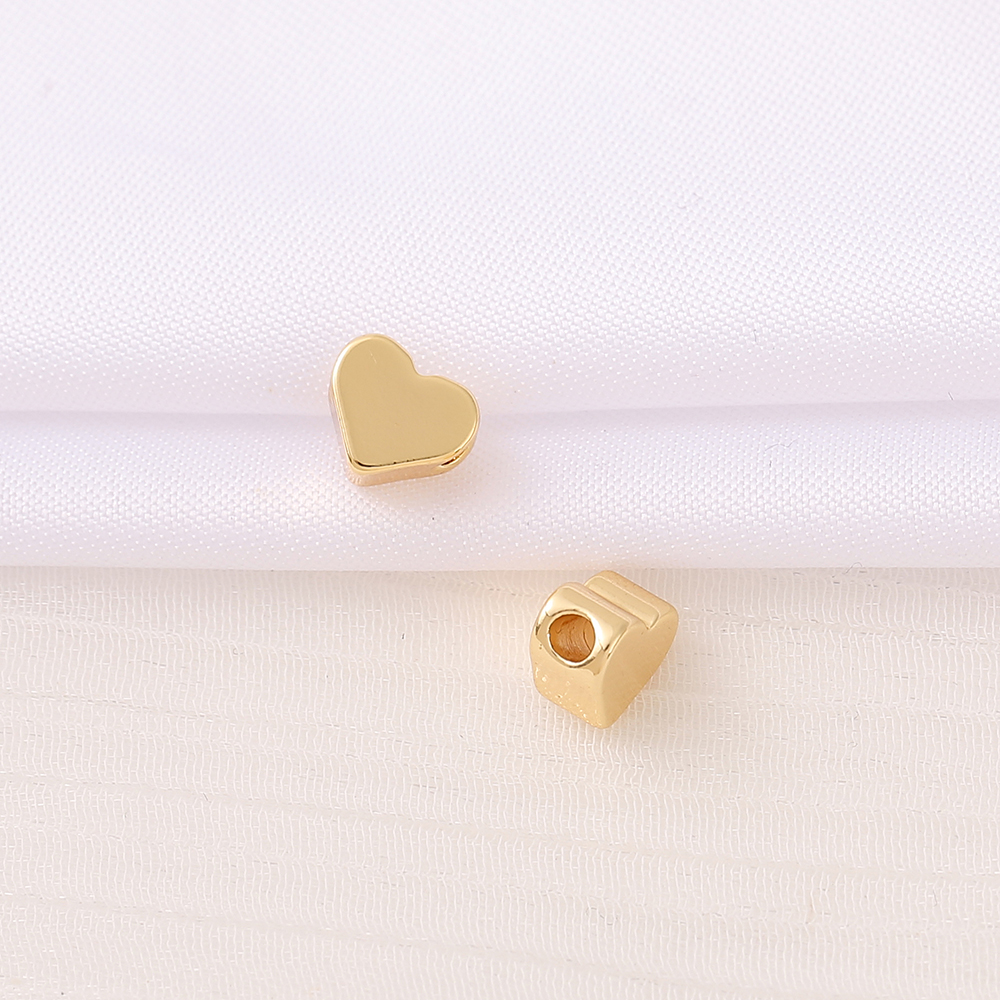 1 Piece 7 * 6mm 2MM Copper 18K Gold Plated Heart Shape Polished Beads display picture 3
