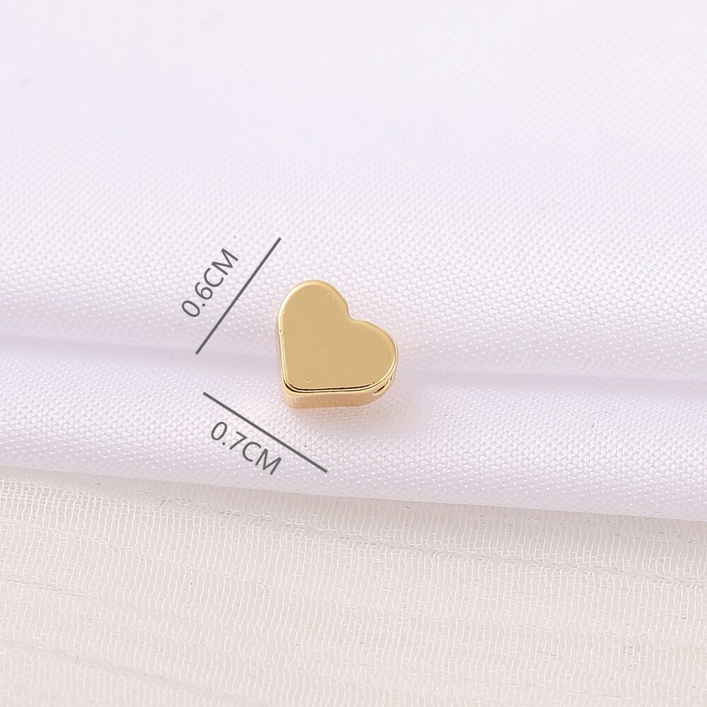 1 Piece 7 * 6mm 2MM Copper 18K Gold Plated Heart Shape Polished Beads display picture 2