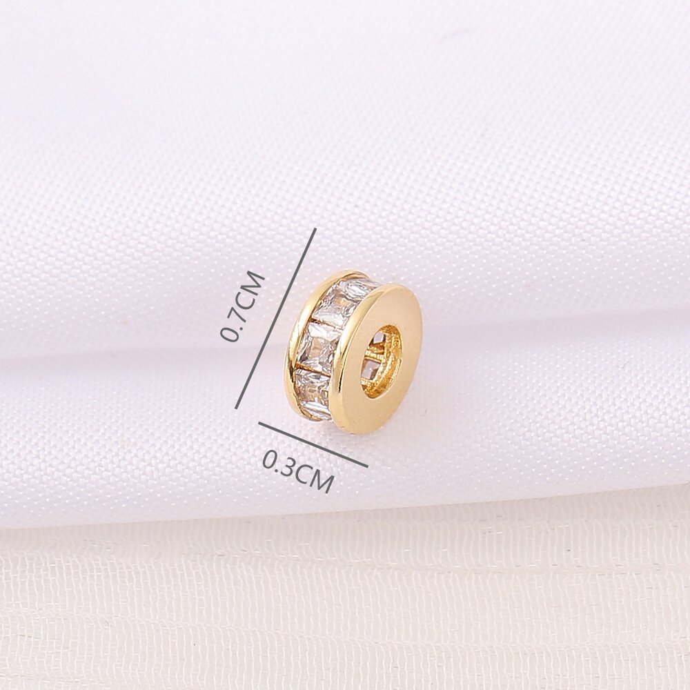 1 Piece 3 * 7mm 3mm Copper Zircon 18K Gold Plated Round Polished Beads Spacer Bars display picture 2