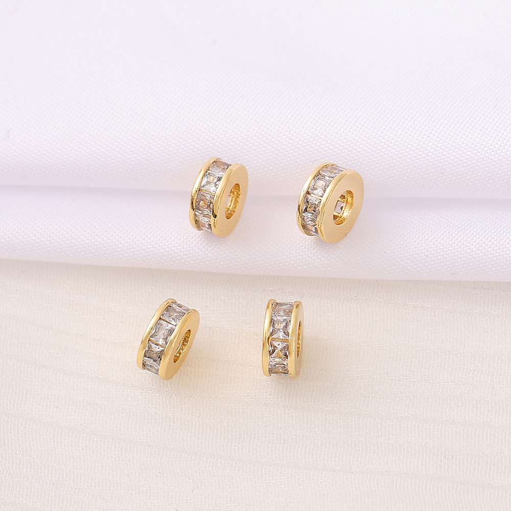 1 Piece 3 * 7mm 3mm Copper Zircon 18K Gold Plated Round Polished Beads Spacer Bars display picture 5