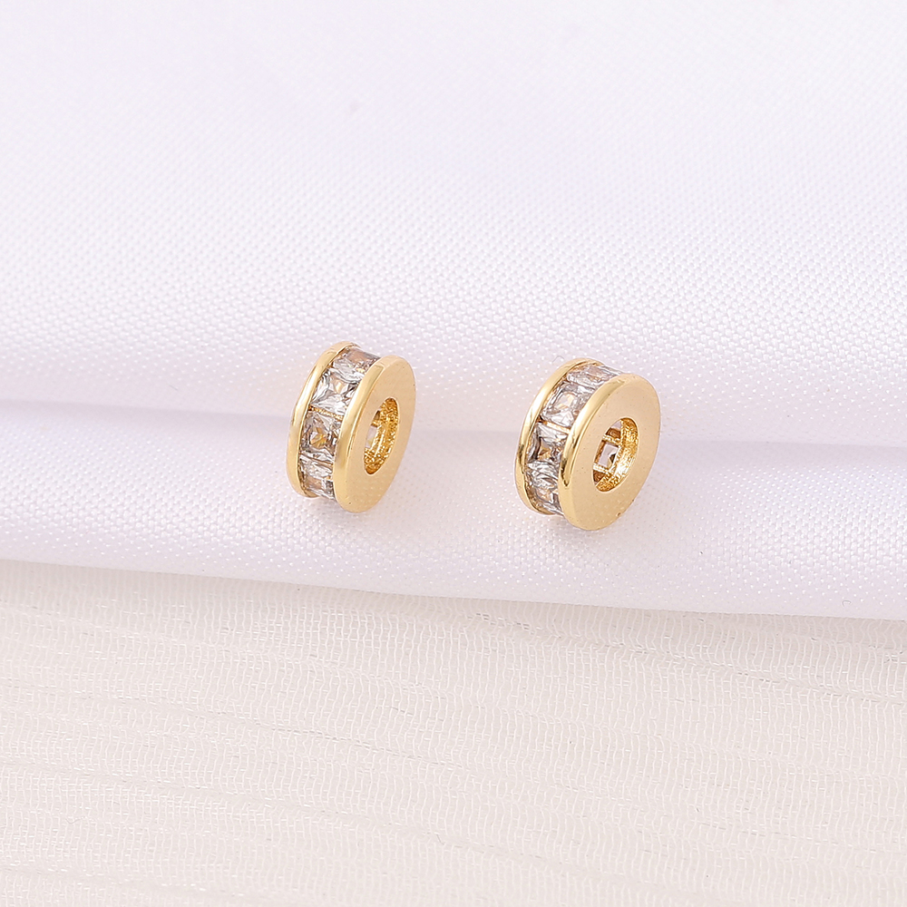 1 Piece 3 * 7mm 3mm Copper Zircon 18K Gold Plated Round Polished Beads Spacer Bars display picture 3