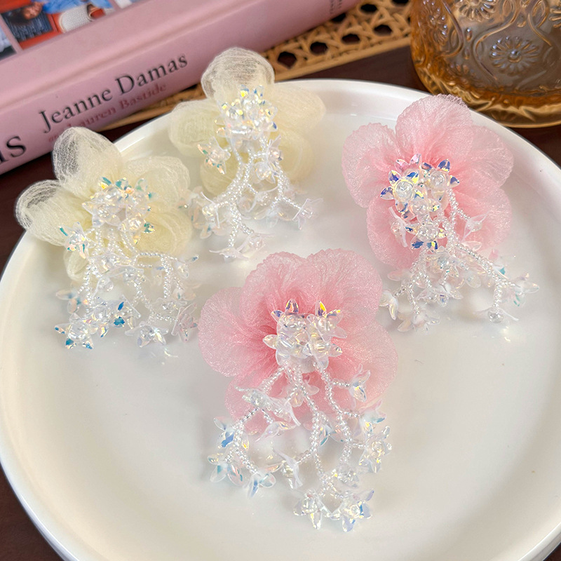 1 Pair Vacation Tropical Sweet Flower Beaded Plastic Drop Earrings display picture 7