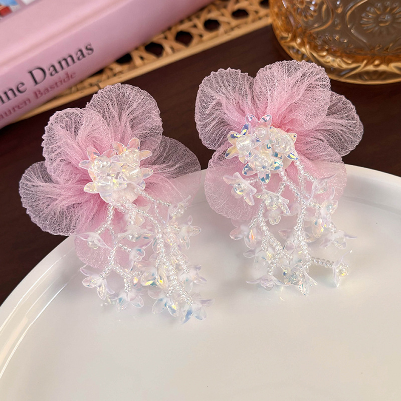 1 Pair Vacation Tropical Sweet Flower Beaded Plastic Drop Earrings display picture 11