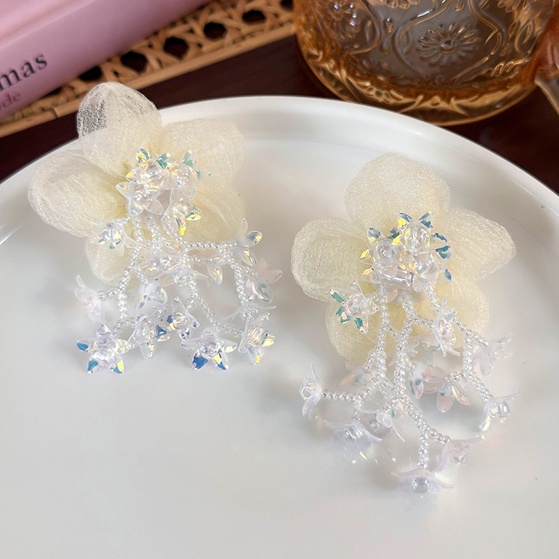 1 Pair Vacation Tropical Sweet Flower Beaded Plastic Drop Earrings display picture 14