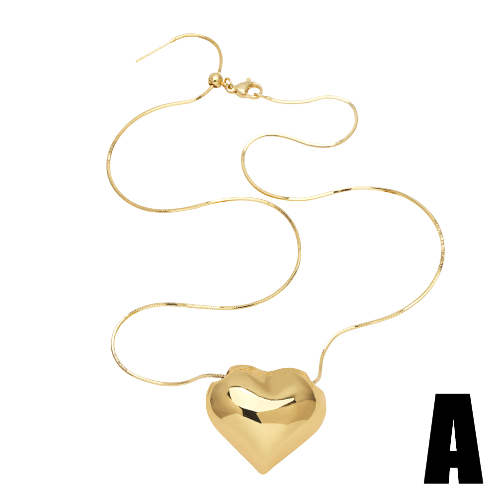 Kupfer 18 Karat Vergoldet Elegant Einfacher Stil Überzug Herzform Halskette Mit Anhänger display picture 5