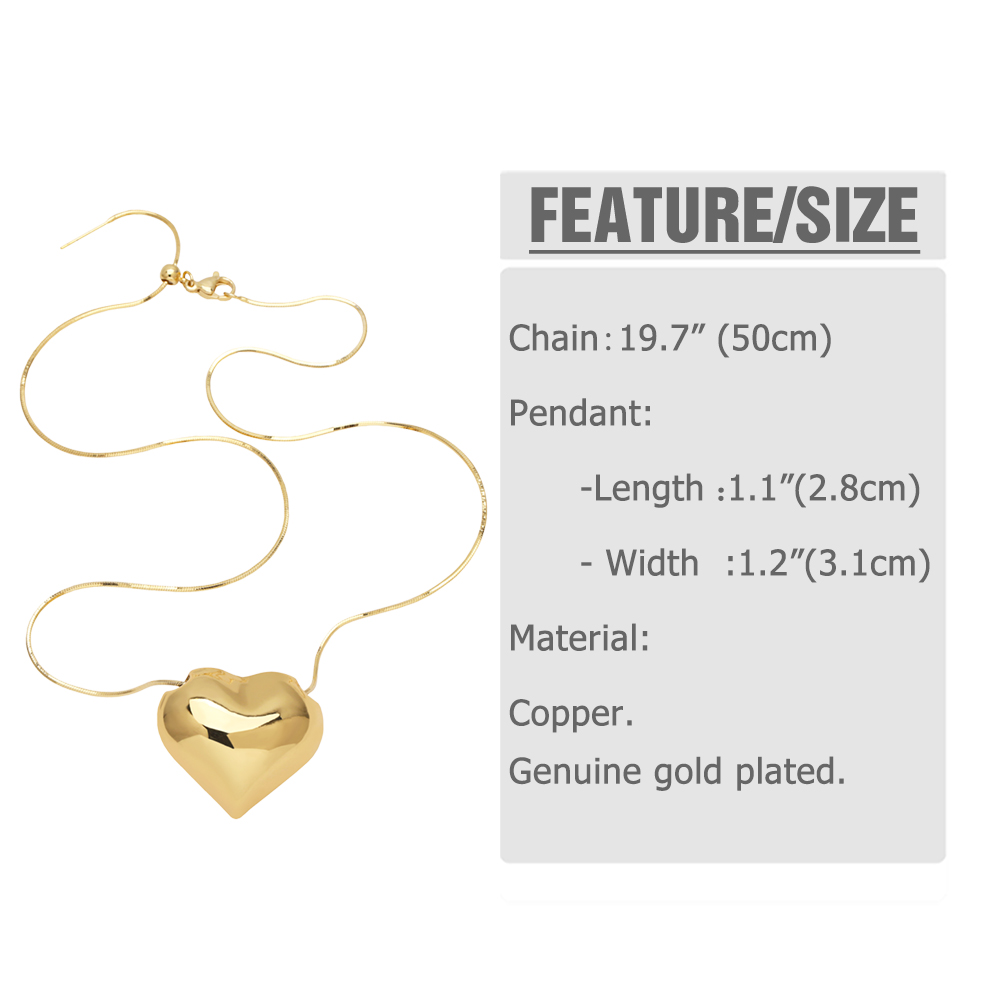 Copper 18K Gold Plated Elegant Simple Style Plating Heart Shape Pendant Necklace display picture 1