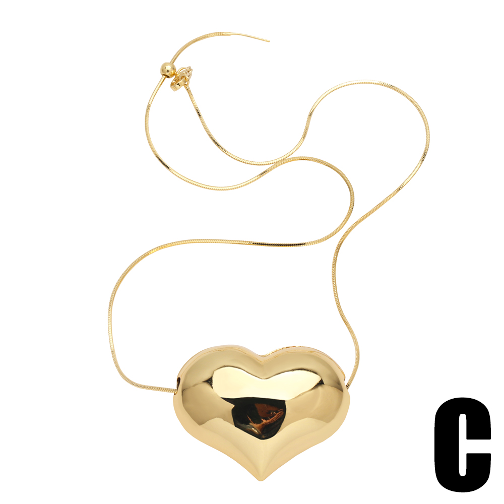Kupfer 18 Karat Vergoldet Elegant Einfacher Stil Überzug Herzform Halskette Mit Anhänger display picture 7