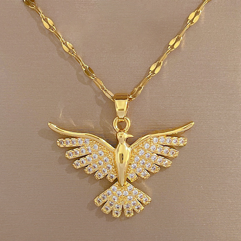 Wholesale Basic Modern Style Classic Style Eagle 304 Stainless Steel Copper 18K Gold Plated Zircon Pendant Necklace display picture 5