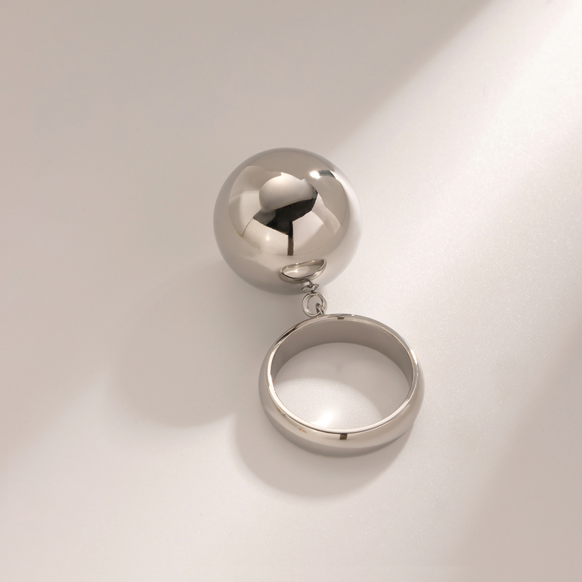 304 Stainless Steel IG Style Modern Style Classic Style Ball Charm Rings display picture 2