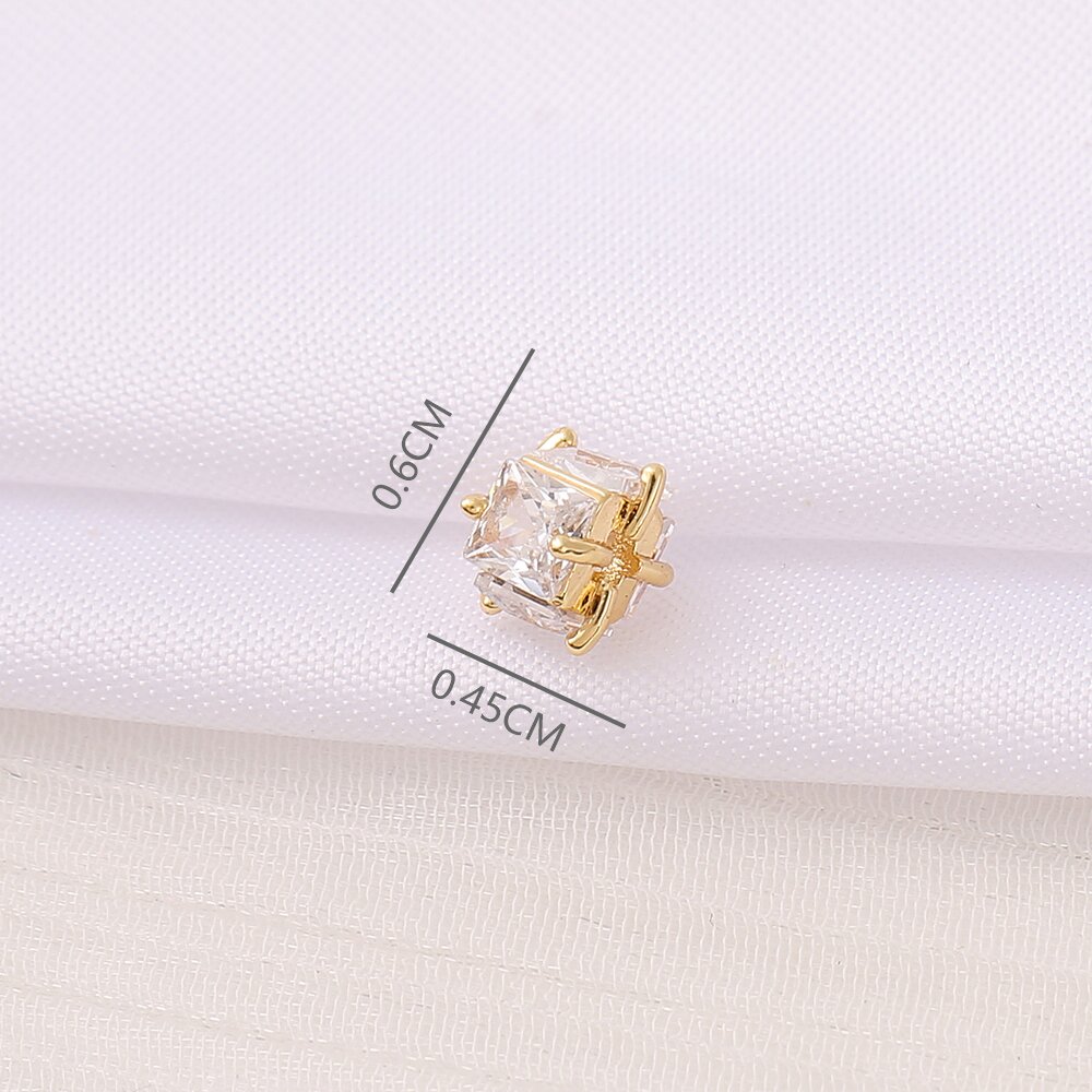1 Piece 4.5*6mm 2MM Copper Zircon 18K Gold Plated Quadrilateral Square Polished Beads Spacer Bars display picture 2