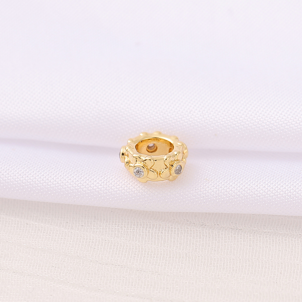 1 Piece 7 * 3mm 5mm  Copper Zircon 18K Gold Plated Round Flower Polished Beads display picture 5