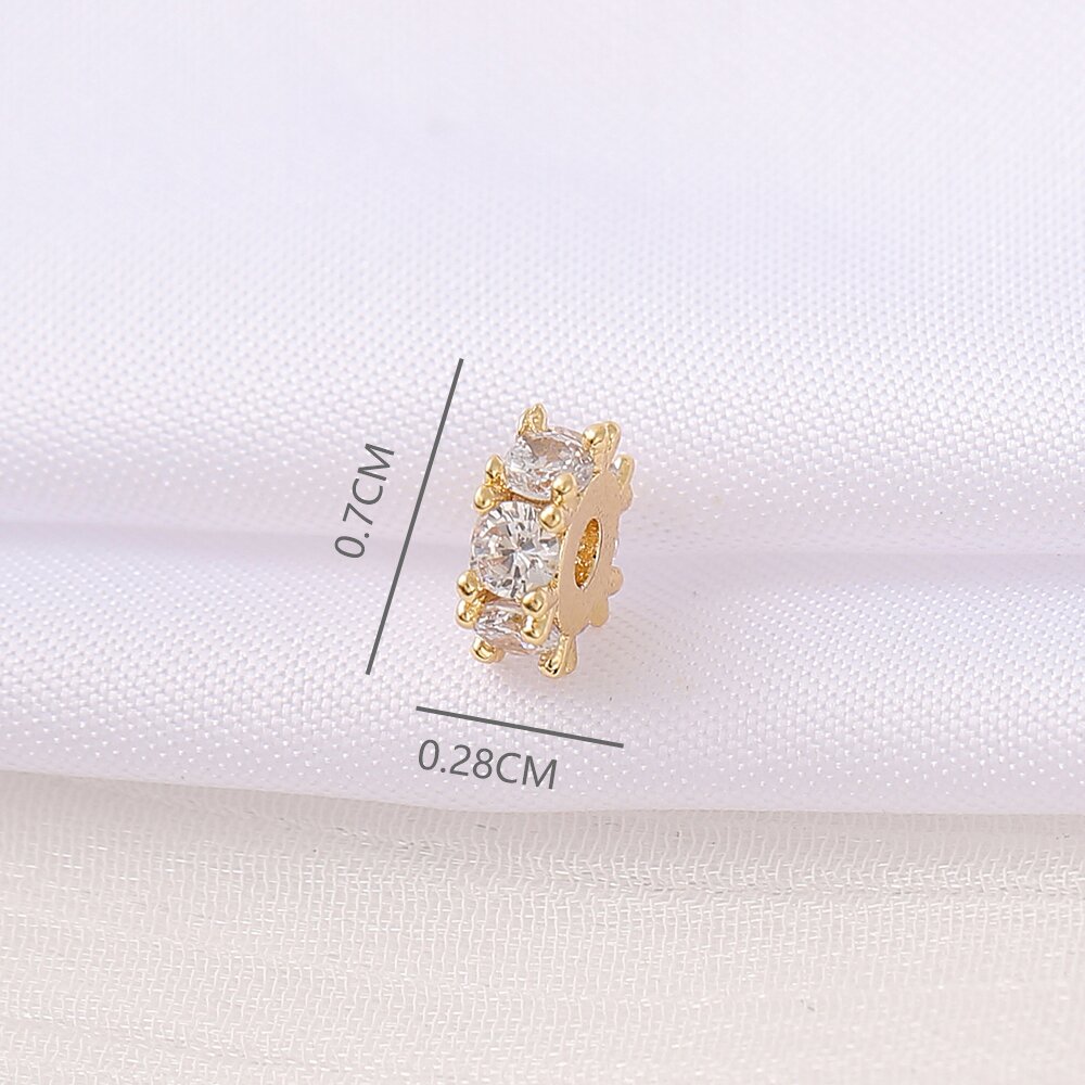 1 Piece 2.8*7mm 2MM Copper Zircon 18K Gold Plated Round Polished Beads Spacer Bars display picture 2
