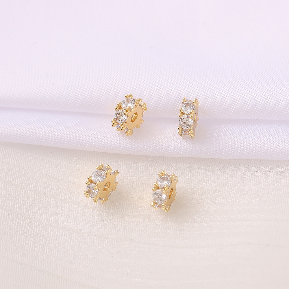 1 Piece 2.8*7mm 2MM Copper Zircon 18K Gold Plated Round Polished Beads Spacer Bars display picture 5