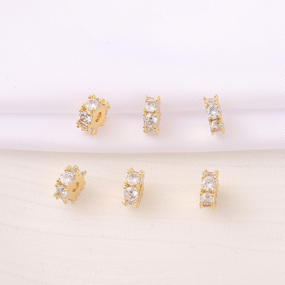 1 Piece 2.8*7mm 2MM Copper Zircon 18K Gold Plated Round Polished Beads Spacer Bars display picture 1