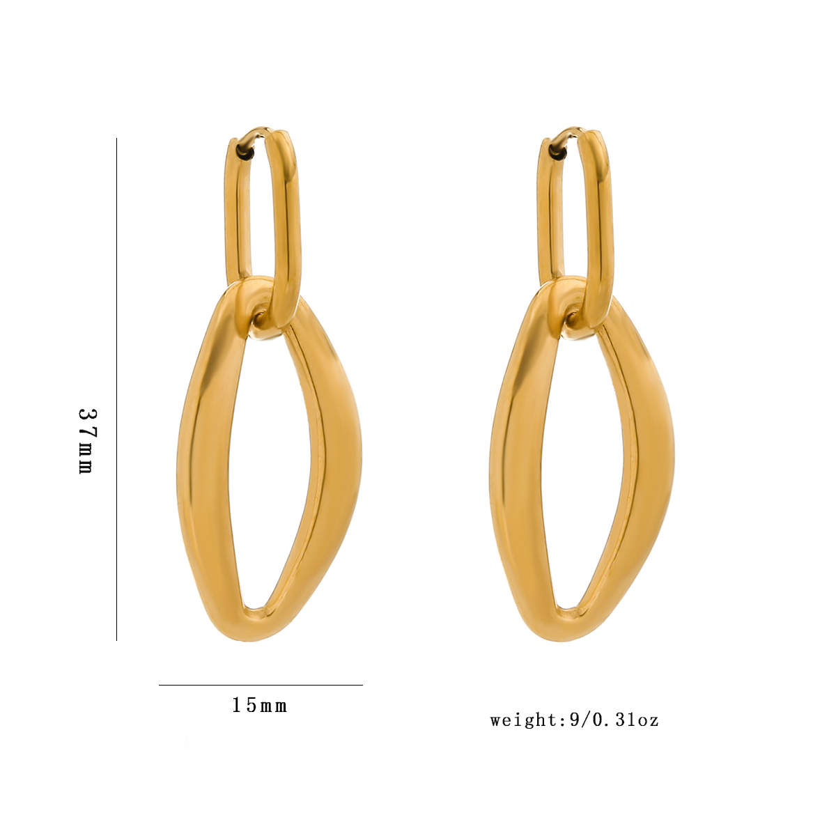 1 Pair Simple Style Classic Style Abstract Plating 304 Stainless Steel 18K Gold Plated Drop Earrings display picture 1