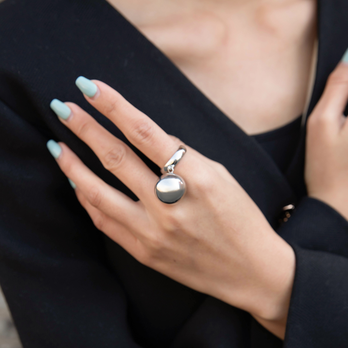 304 Stainless Steel IG Style Modern Style Classic Style Ball Charm Rings display picture 3