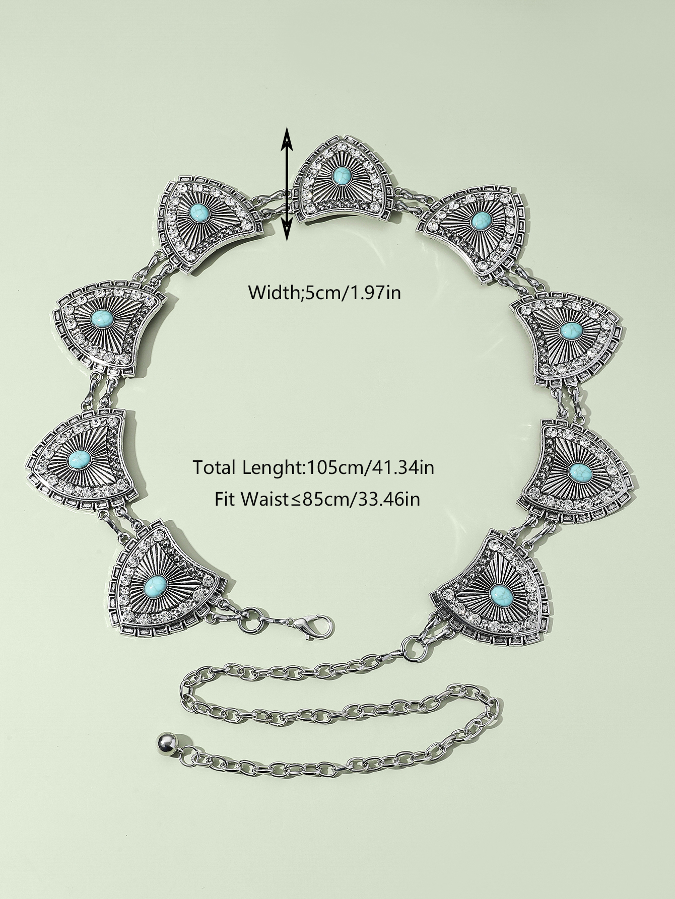 Bohemian Artistic Butterfly Zinc Alloy Inlay Turquoise Gold Plated Silver Plated Women's Waist Chain display picture 16