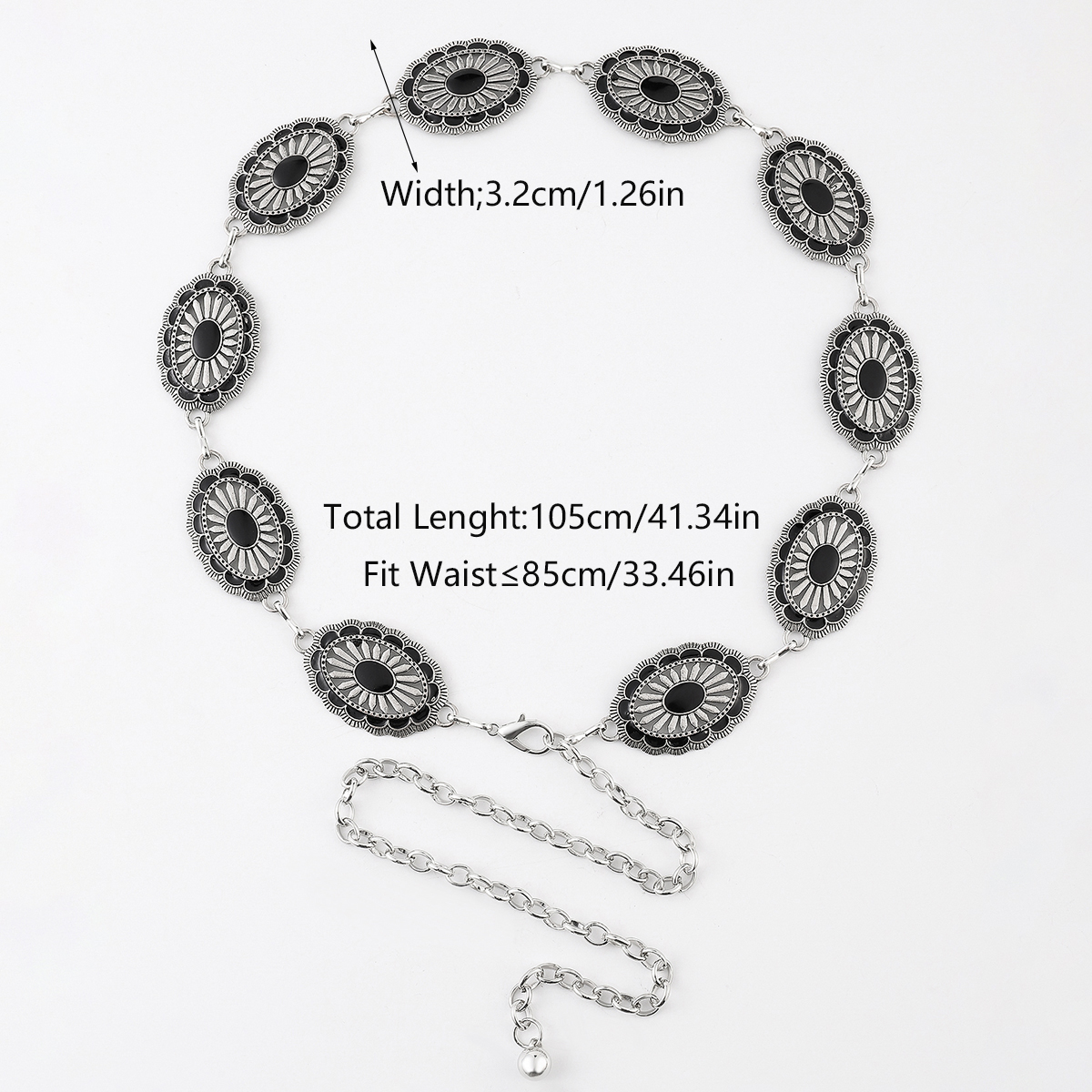 Bohemian Flower Zinc Alloy Silver Plated Women's Waist Chain display picture 2