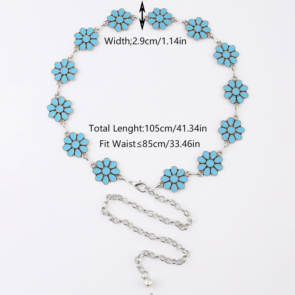 Bohemian Flower Zinc Alloy Silver Plated Women's Waist Chain display picture 3