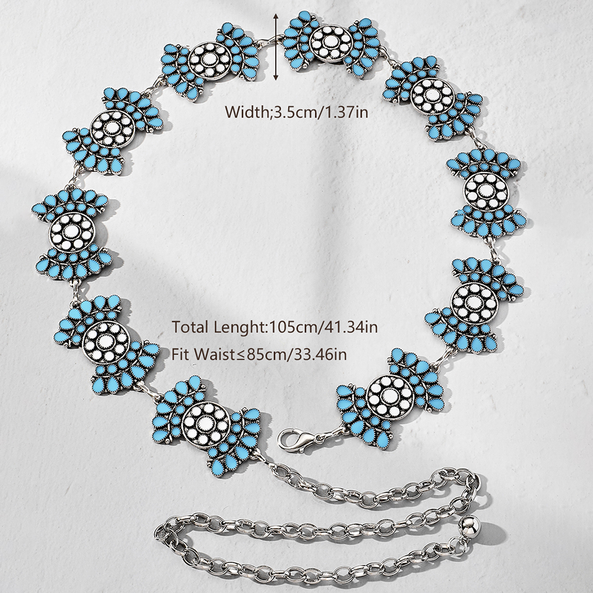 Bohemian Flower Zinc Alloy Silver Plated Women's Waist Chain display picture 13