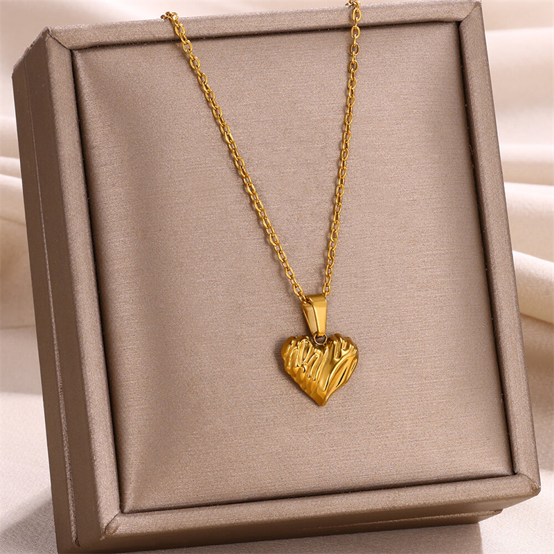 Edelstahl 304 18 Karat Vergoldet Einfacher Stil Überzug Herzform Hülse Halskette Mit Anhänger display picture 6