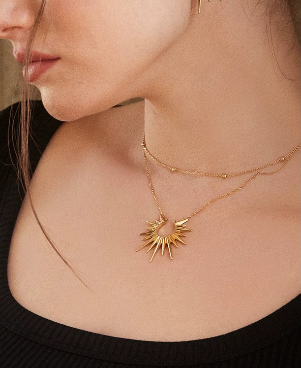 Acero Inoxidable Chapados en oro de 18k Casual Estilo Simple Sol Collar display picture 7