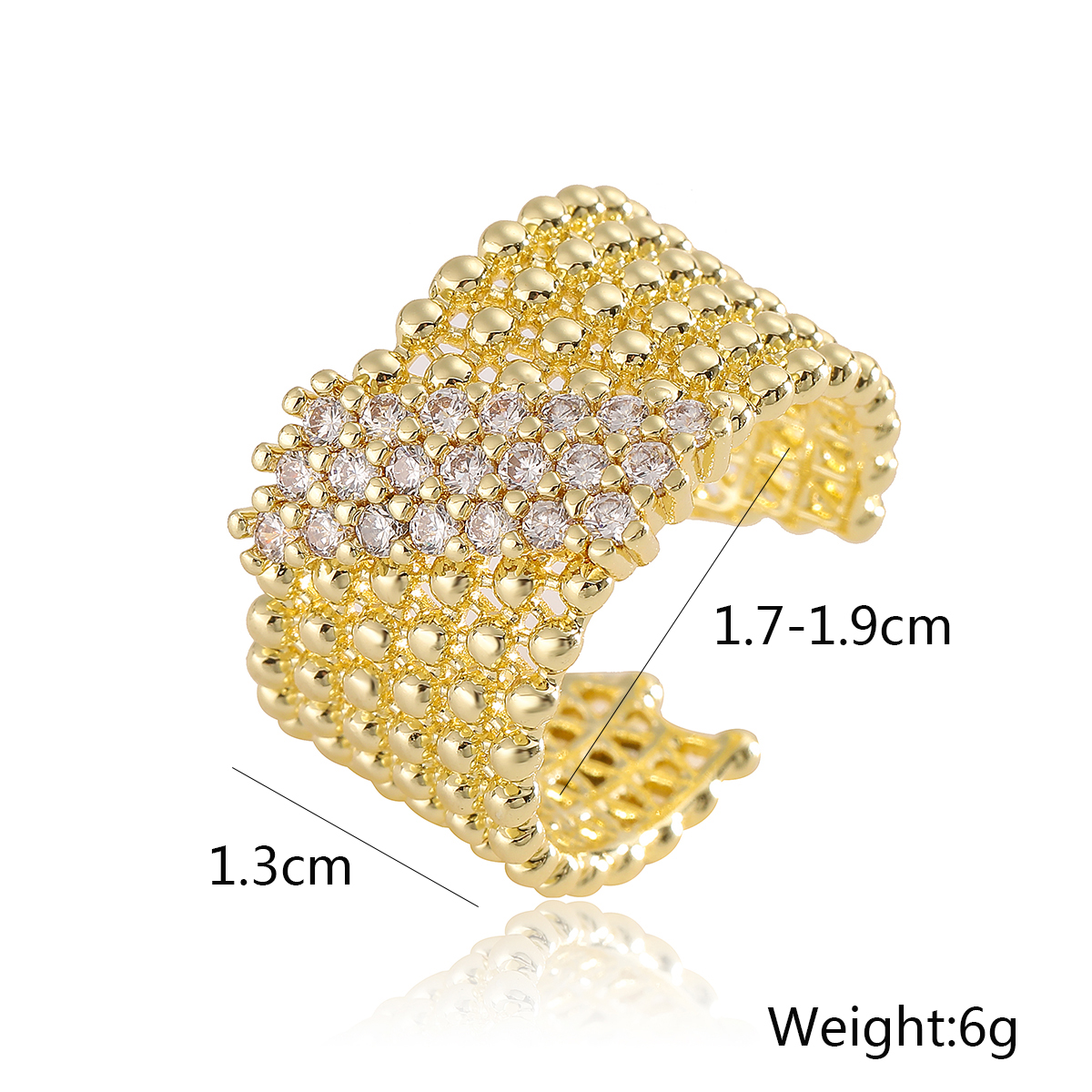 Wholesale Simple Style Commute Solid Color Copper Plating Inlay 18K Gold Plated Zircon Open Rings display picture 1
