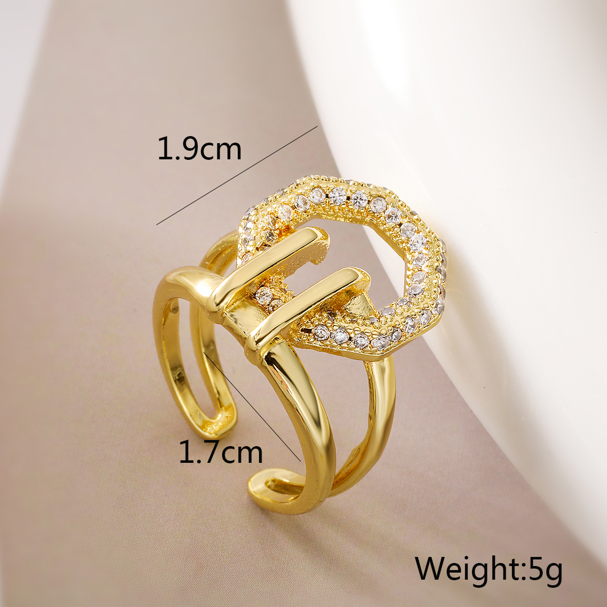 Wholesale Simple Style Commute Solid Color Copper Plating Inlay 18K Gold Plated Zircon Open Rings display picture 3