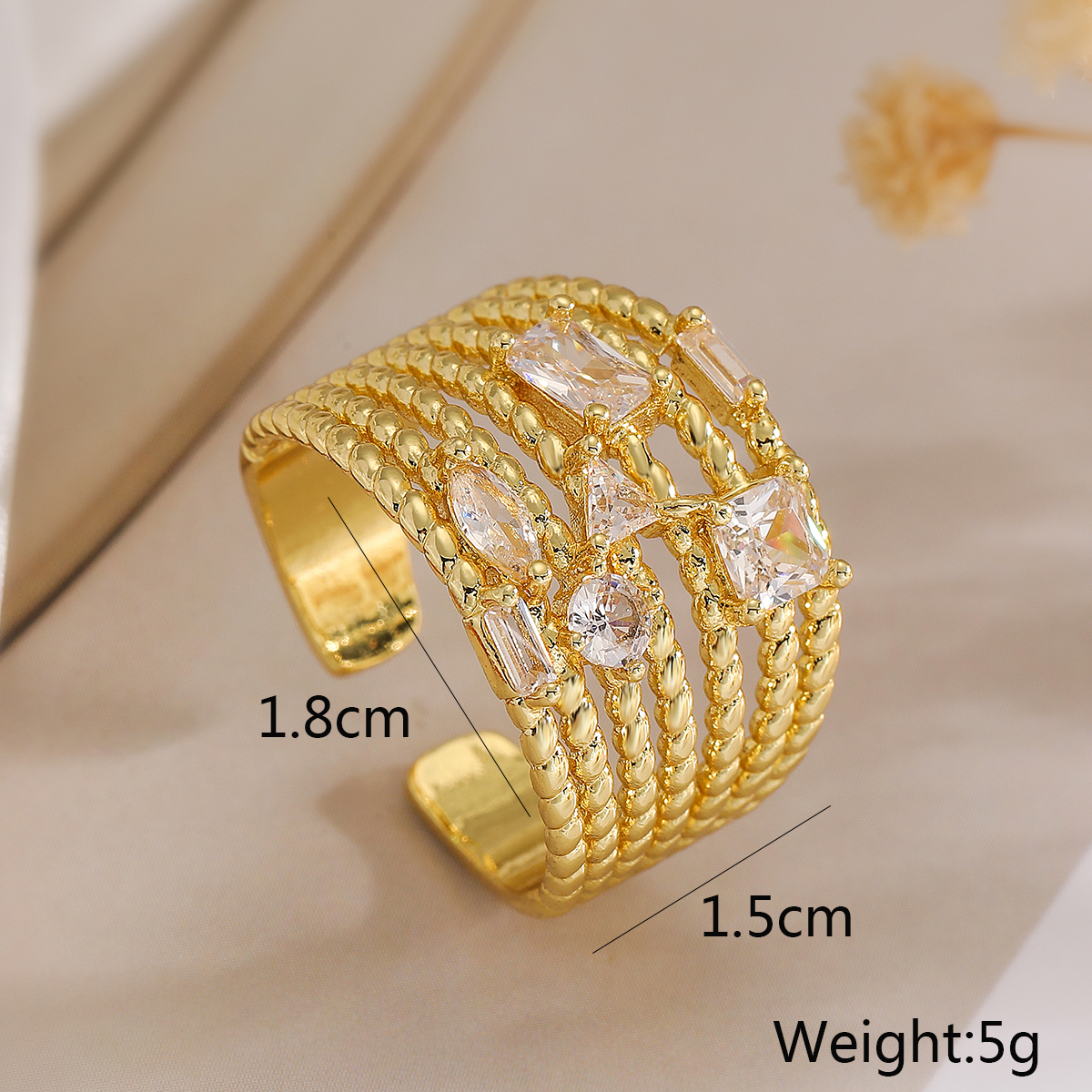Wholesale Simple Style Commute Solid Color Copper Plating Inlay 18K Gold Plated Zircon Open Rings display picture 7