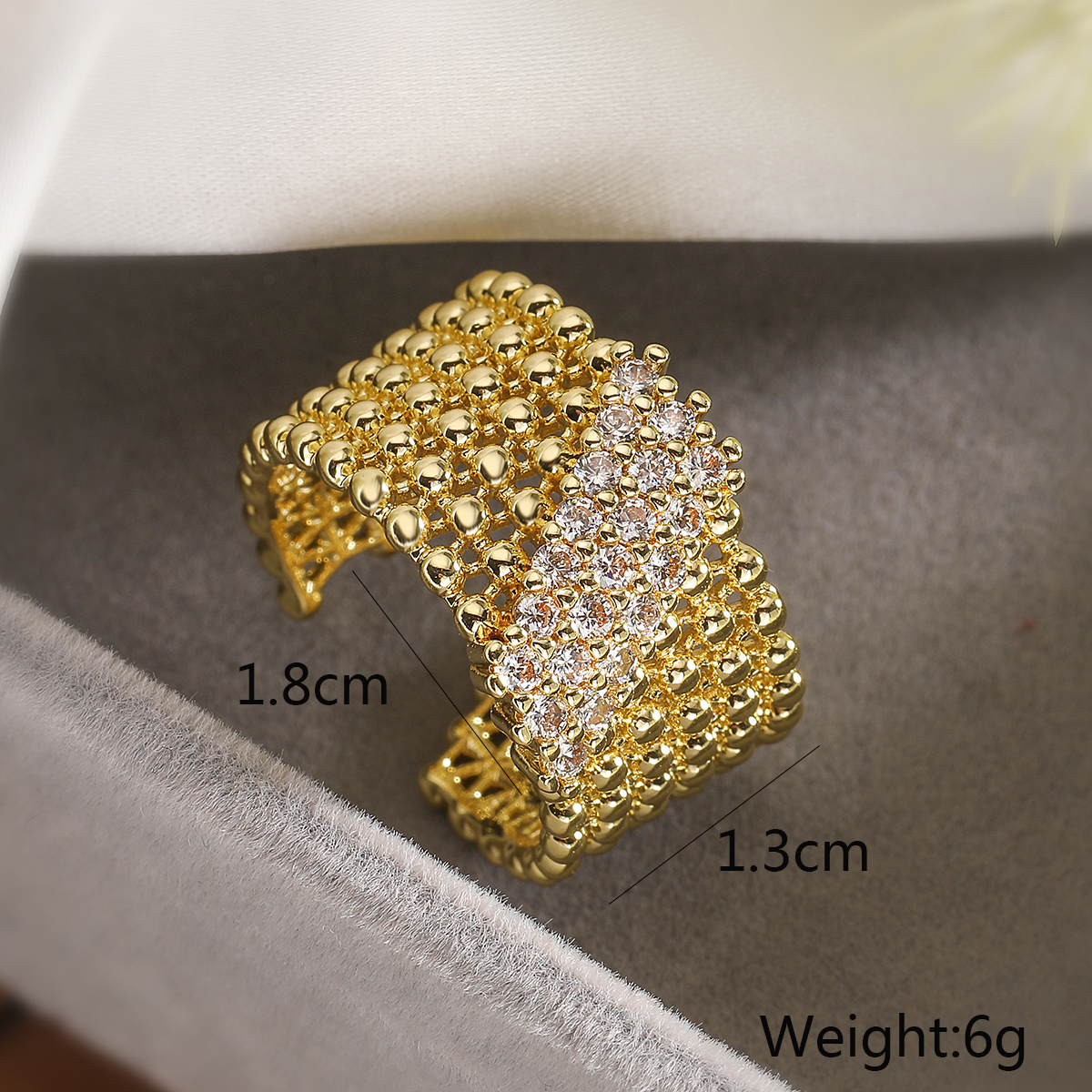 Wholesale Simple Style Commute Solid Color Copper Plating Inlay 18K Gold Plated Zircon Open Rings display picture 2