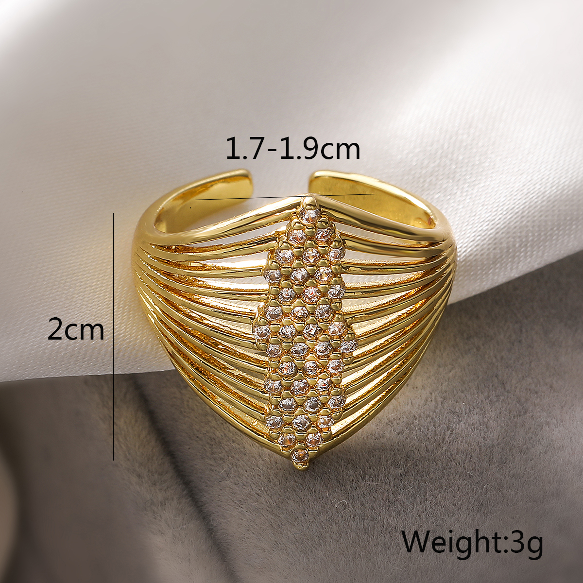 Wholesale Simple Style Commute Solid Color Copper Plating Inlay 18K Gold Plated Zircon Open Rings display picture 5