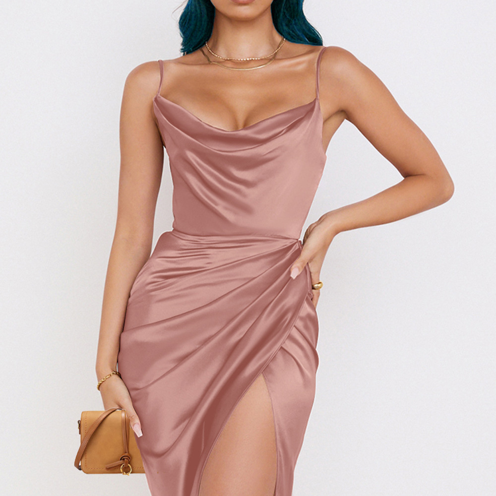 Women's Strap Dress Slit Dress Sexy Strap Sleeveless Solid Color Midi Dress Banquet Birthday Cocktail Party display picture 26