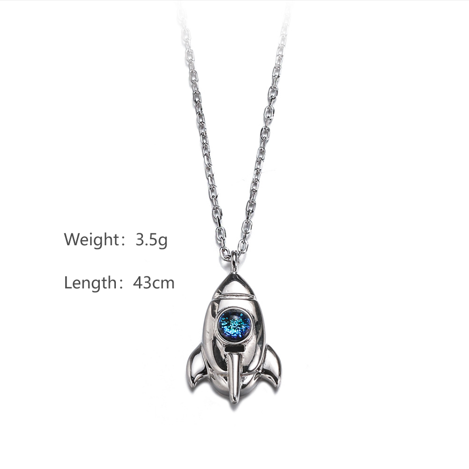 Sterling Silver Casual Simple Style Classic Style Inlay Spacecraft Glass Stone Pendant Necklace display picture 7