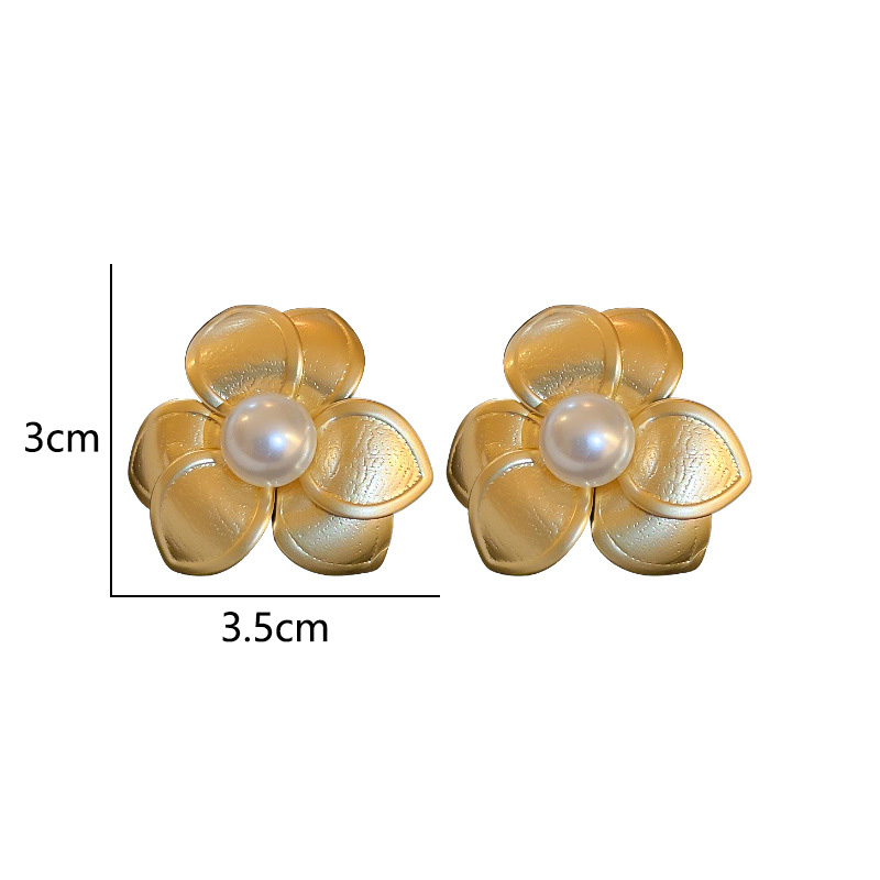 1 Pièce Rétro Fleur Incruster Alliage Perles Artificielles Boucles D'Oreilles display picture 7