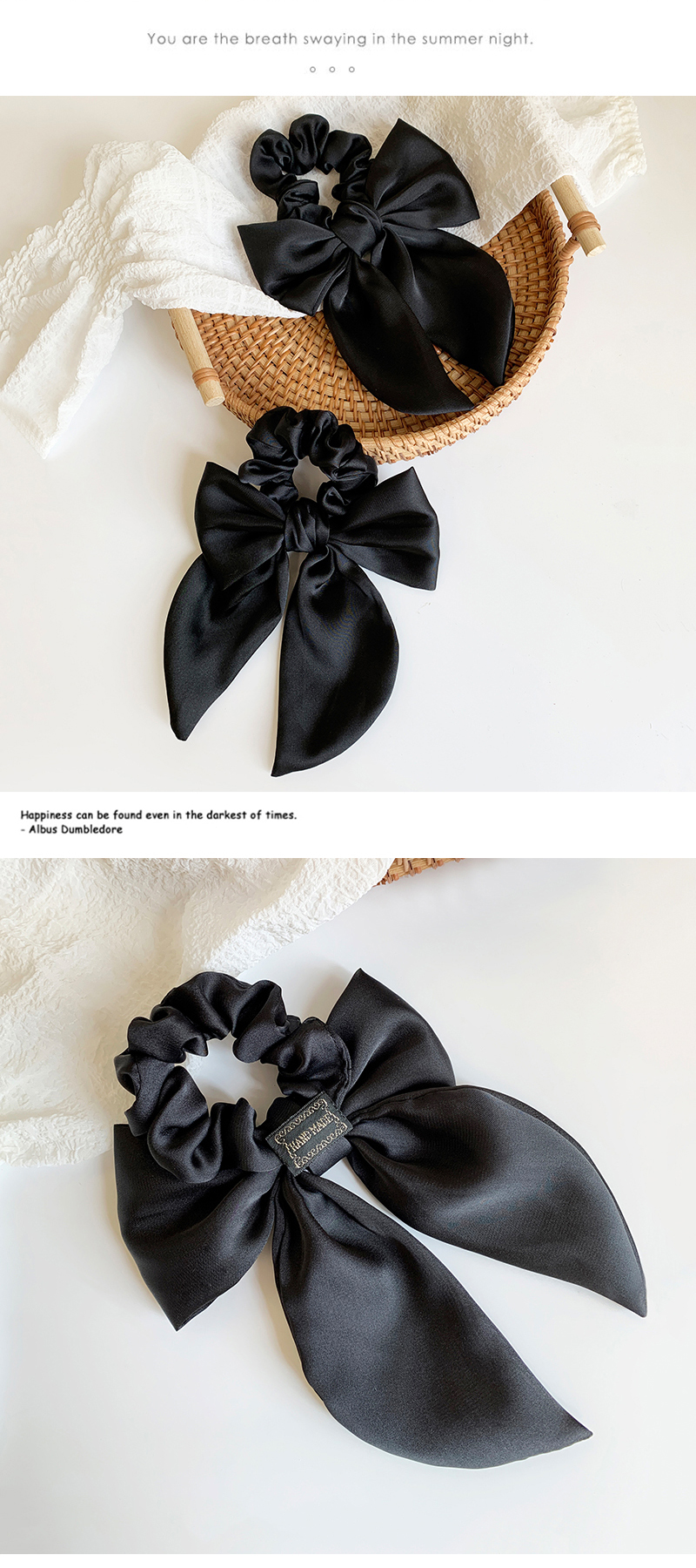Women's Cute Vacation Solid Color Bow Knot Cloth Satin Hair Tie display picture 1