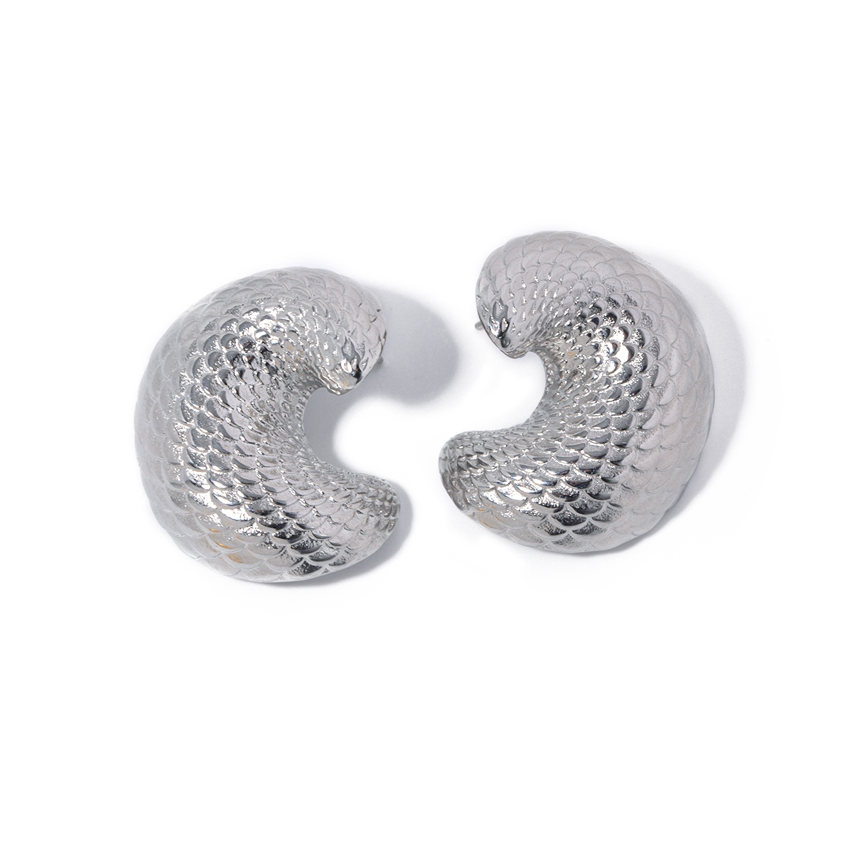 1 Pair IG Style Fish Scales 316 Stainless Steel  18K Gold Plated Earrings display picture 1