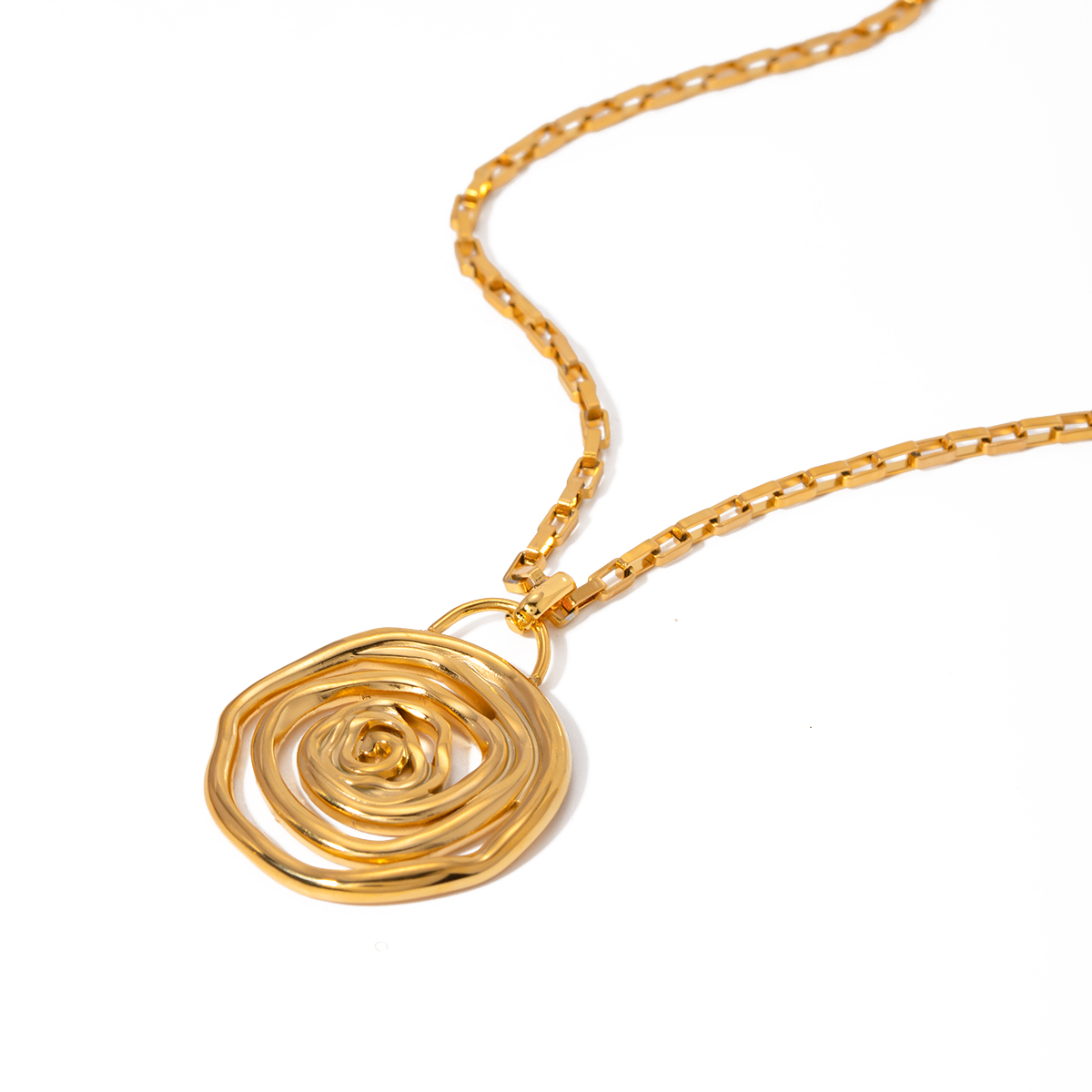 Edelstahl 304 18 Karat Vergoldet IG-Stil Basic Klassischer Stil Spiral- Halskette Mit Anhänger display picture 4